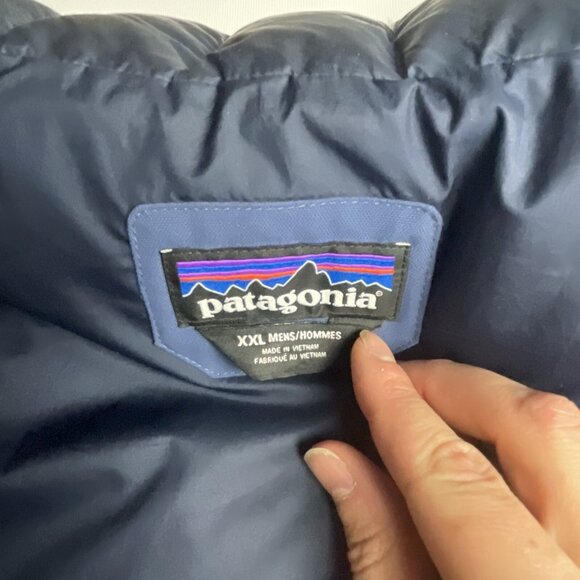 Patagonia Bivy Goose Down Jacket Quilted Puffer Mens XXL Blue  Stained, read - Picture 16 of 16